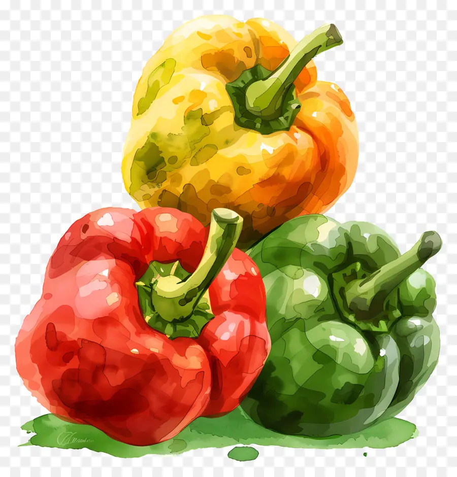 Bell Peppers，Pintura A La Acuarela PNG