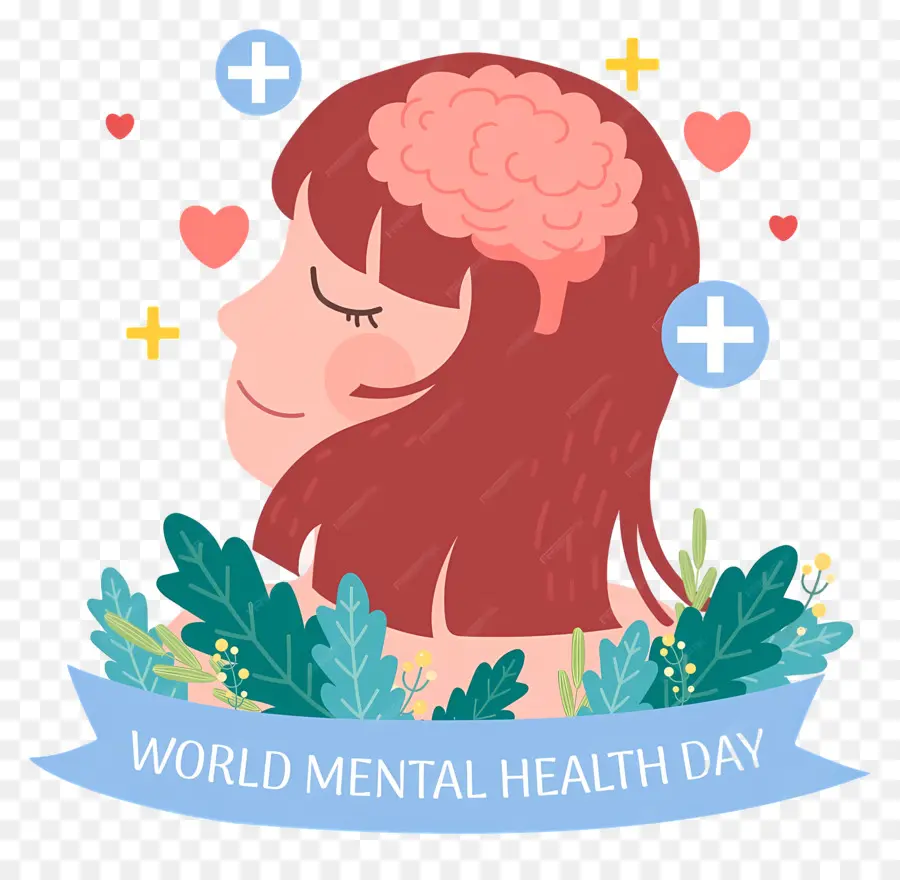 Mundial De La Salud Mental Día，Chica De Dibujos Animados PNG