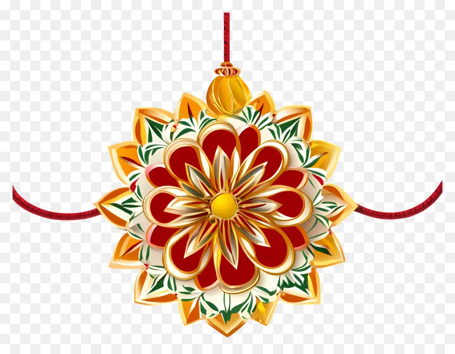 Raksha Bandhan，Diseño Floral De Oro PNG