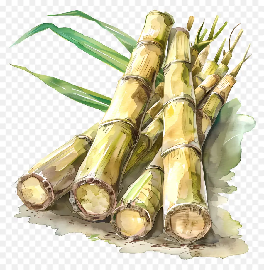 Sugarcane，Pintura A La Acuarela PNG