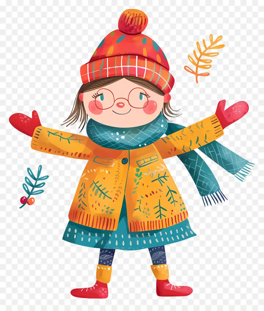 Chica En Invierno，Moda De Invierno Infantil PNG