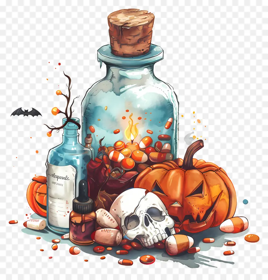 Veneno De Halloween，Botella PNG