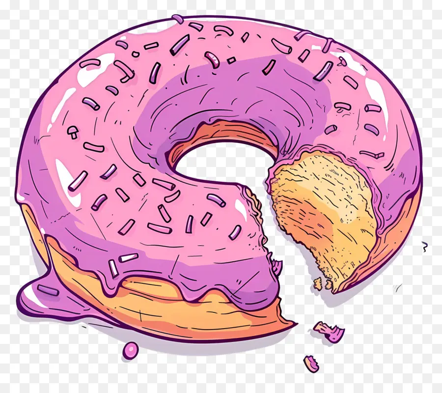 Donut Comido，Dona Rosa PNG