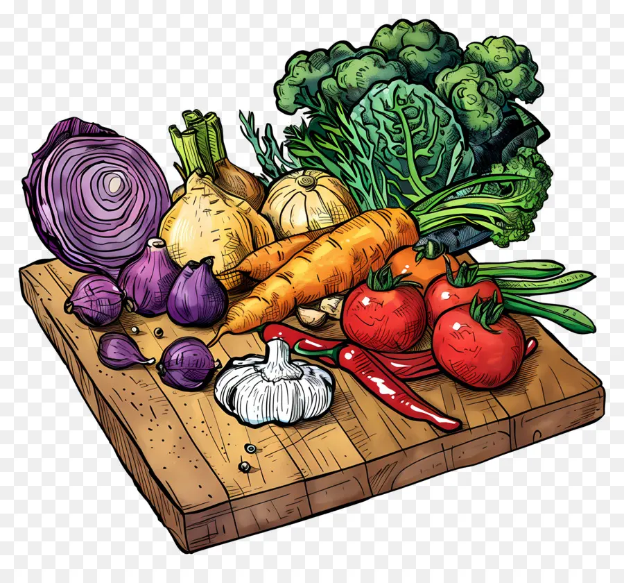 Día Internacional De Vegetariano，Tabla De Cortar De Madera PNG