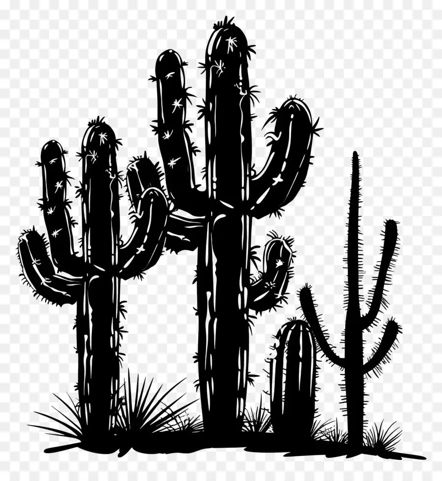 Saguaro Cactus Silueta，Cacti PNG