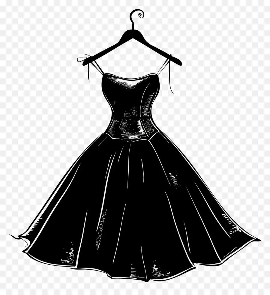 Vestido En La Percha，Vestido En Blanco Y Negro PNG