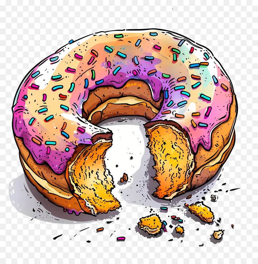 Donut Comido，Dona PNG