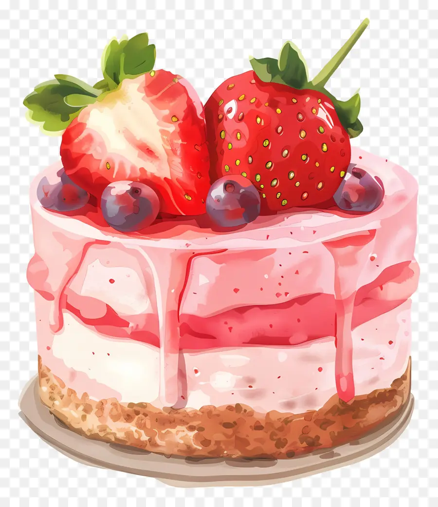 Pastel De Mousse De Fresa，Rosa Pastel PNG