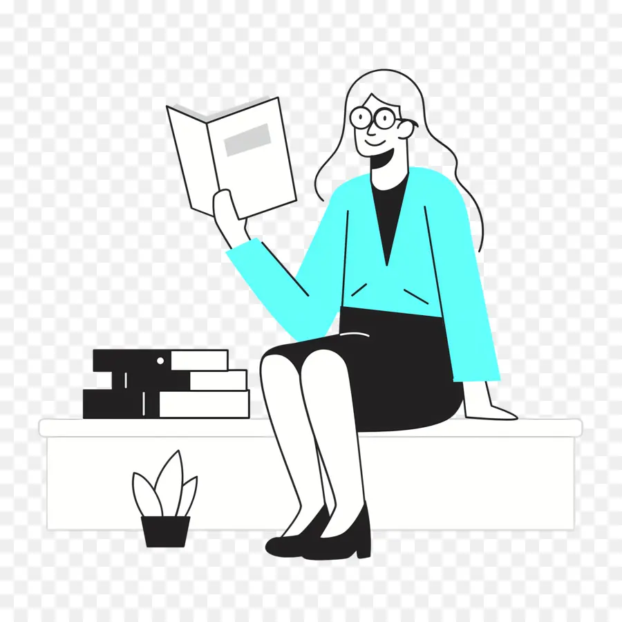 Leyendo Un Libro，Mujer PNG