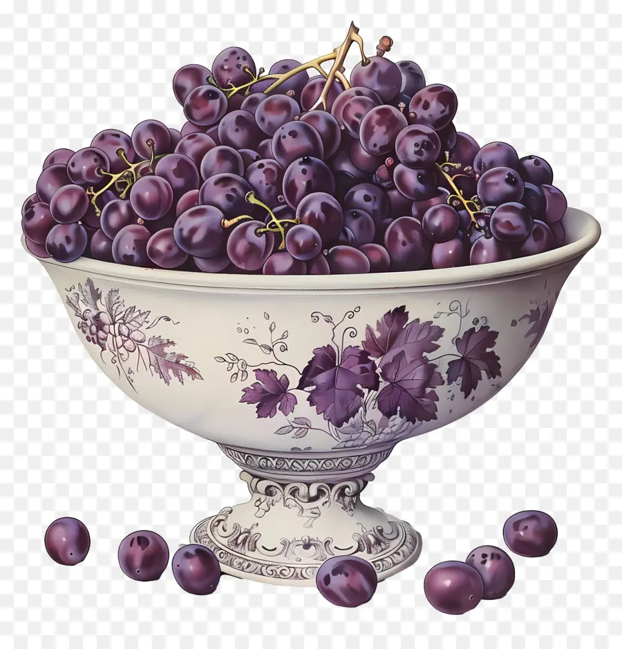 Tazón De Uvas，Vintage Ilustración PNG