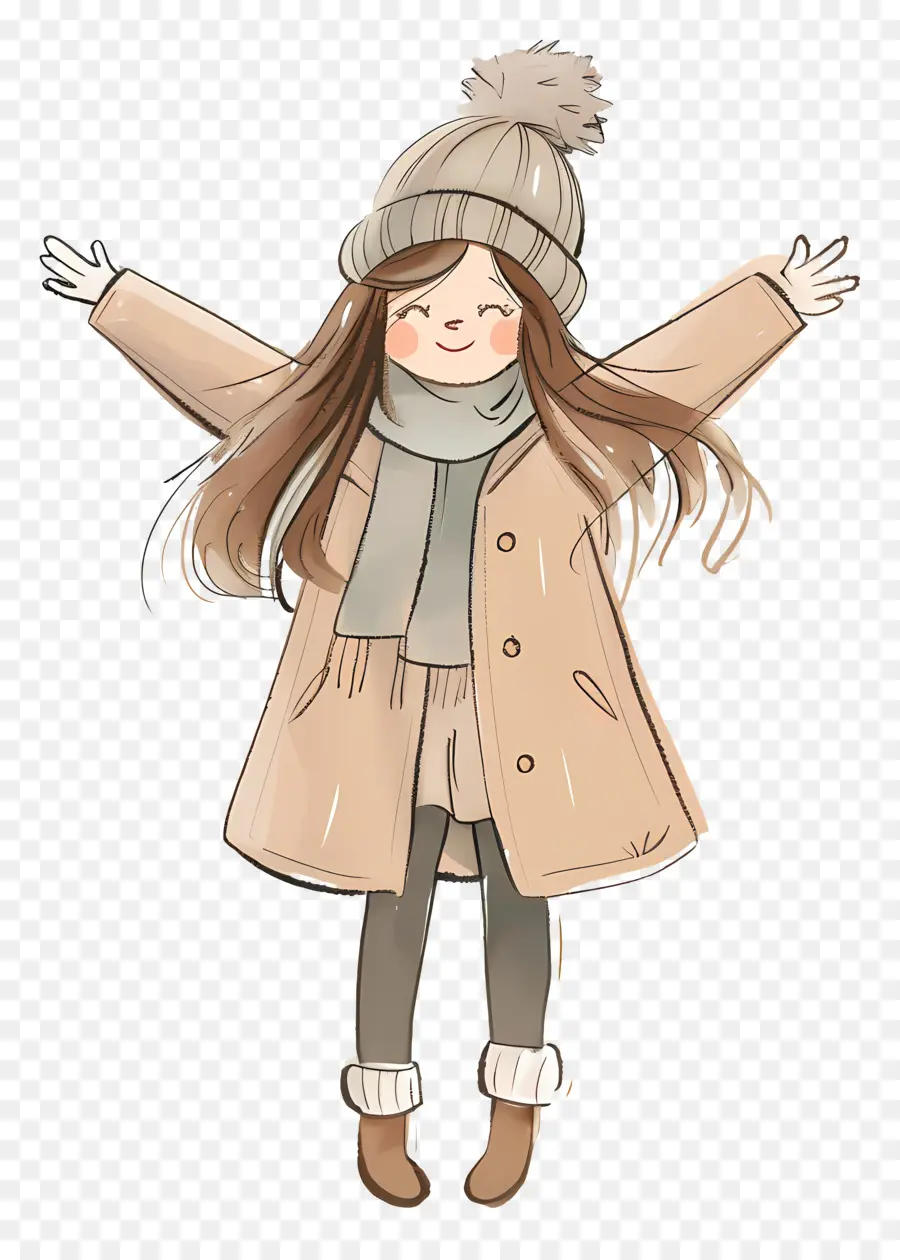 Chica En Invierno，Niña PNG