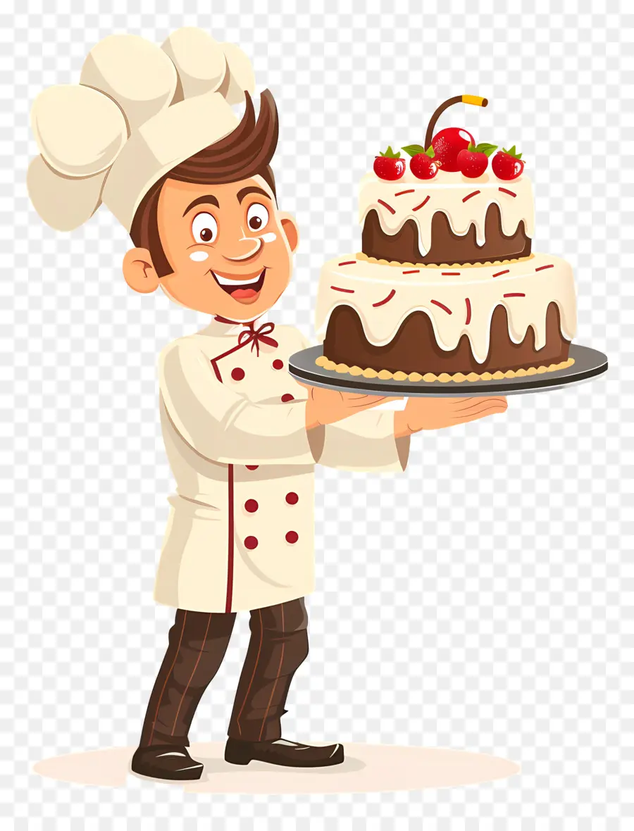 Chef Que Presenta Pastel，Jefe PNG