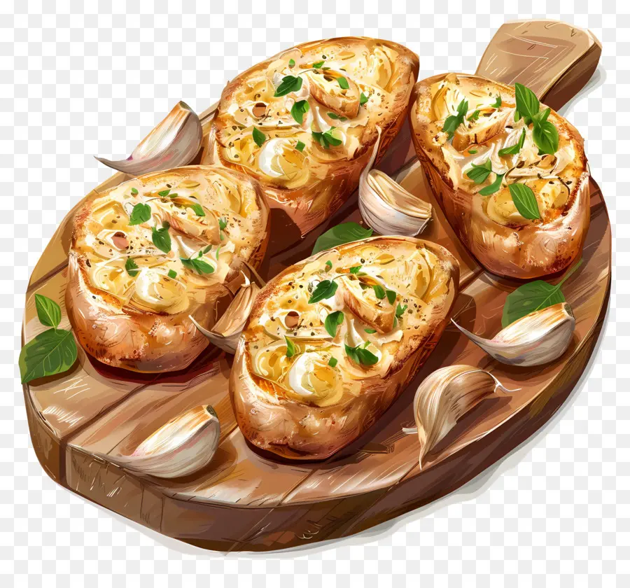 Pan De Ajo，Papas Al Horno PNG