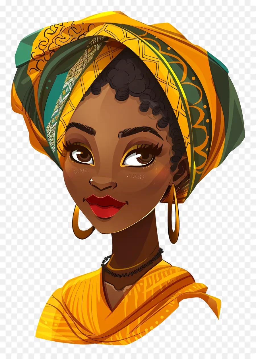 Femenina Africana，Turbante PNG