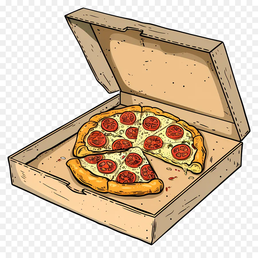 Pizza En La Caja，Rebanada De Pizza PNG