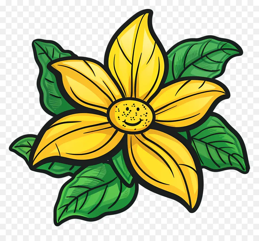 Cartoon Flower，Flor Amarilla PNG