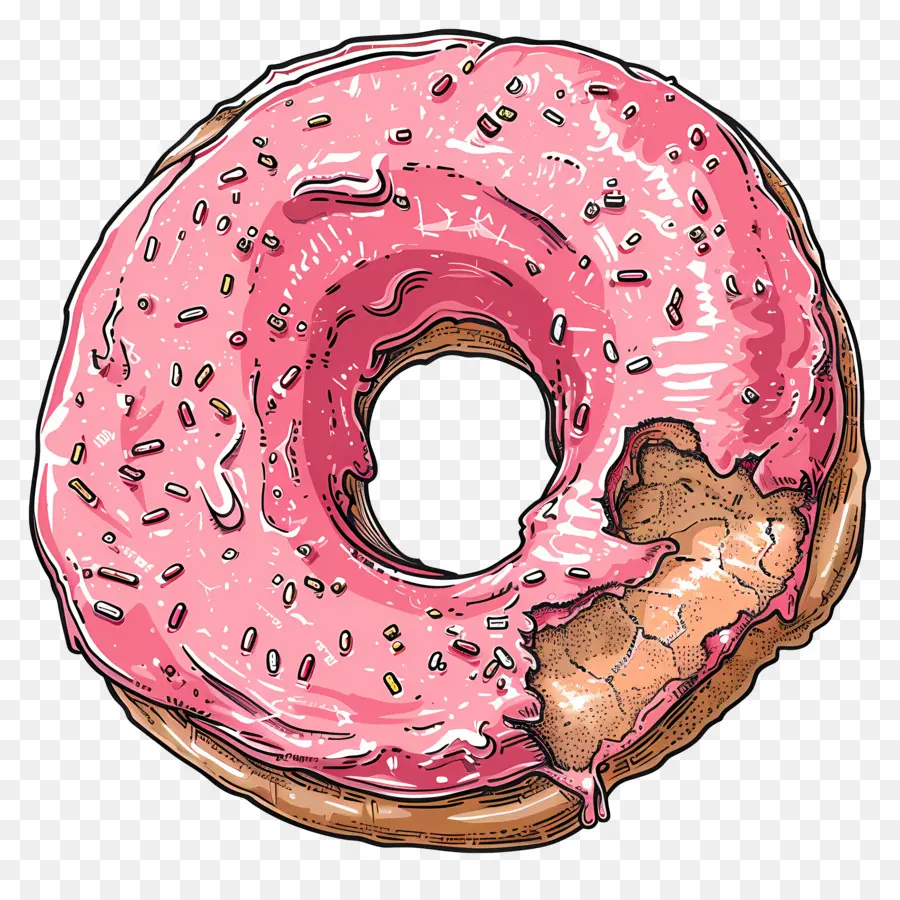 Donut Comido，Rosa Donut PNG