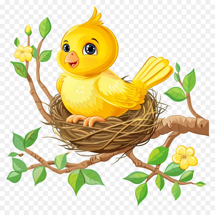 Pájaro Amarillo，Rama De árbol PNG