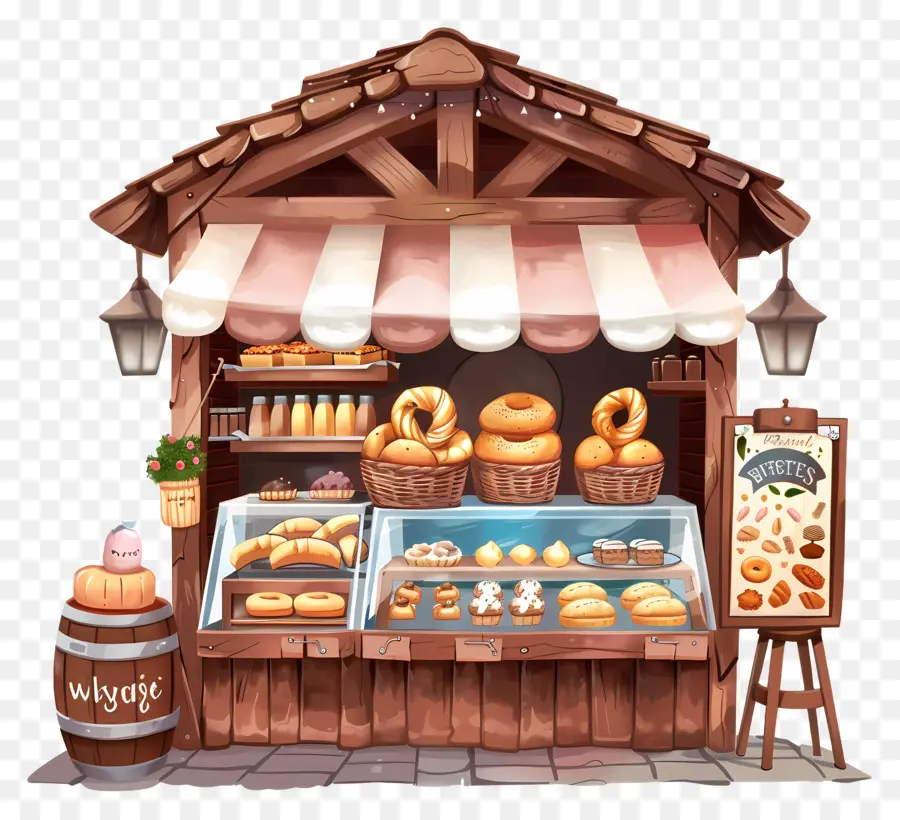 Puesto De Panadería，Panadería Que Vende Productos Horneados Frescos Al Aire Libre PNG