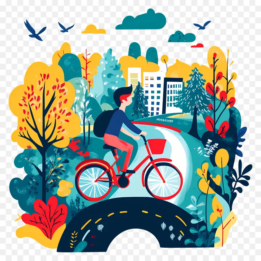 Autumn Forest，Bicicleta PNG