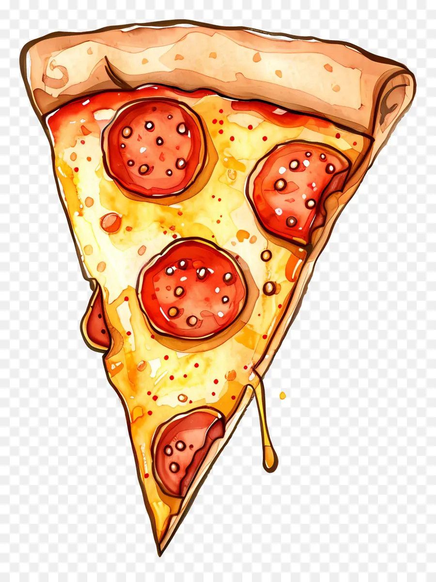 Rebanada De Pizza，Acuarela PNG