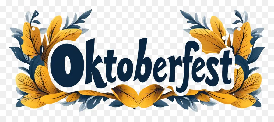 Oktoberfest，Diseño Floral Azul Y Amarillo PNG