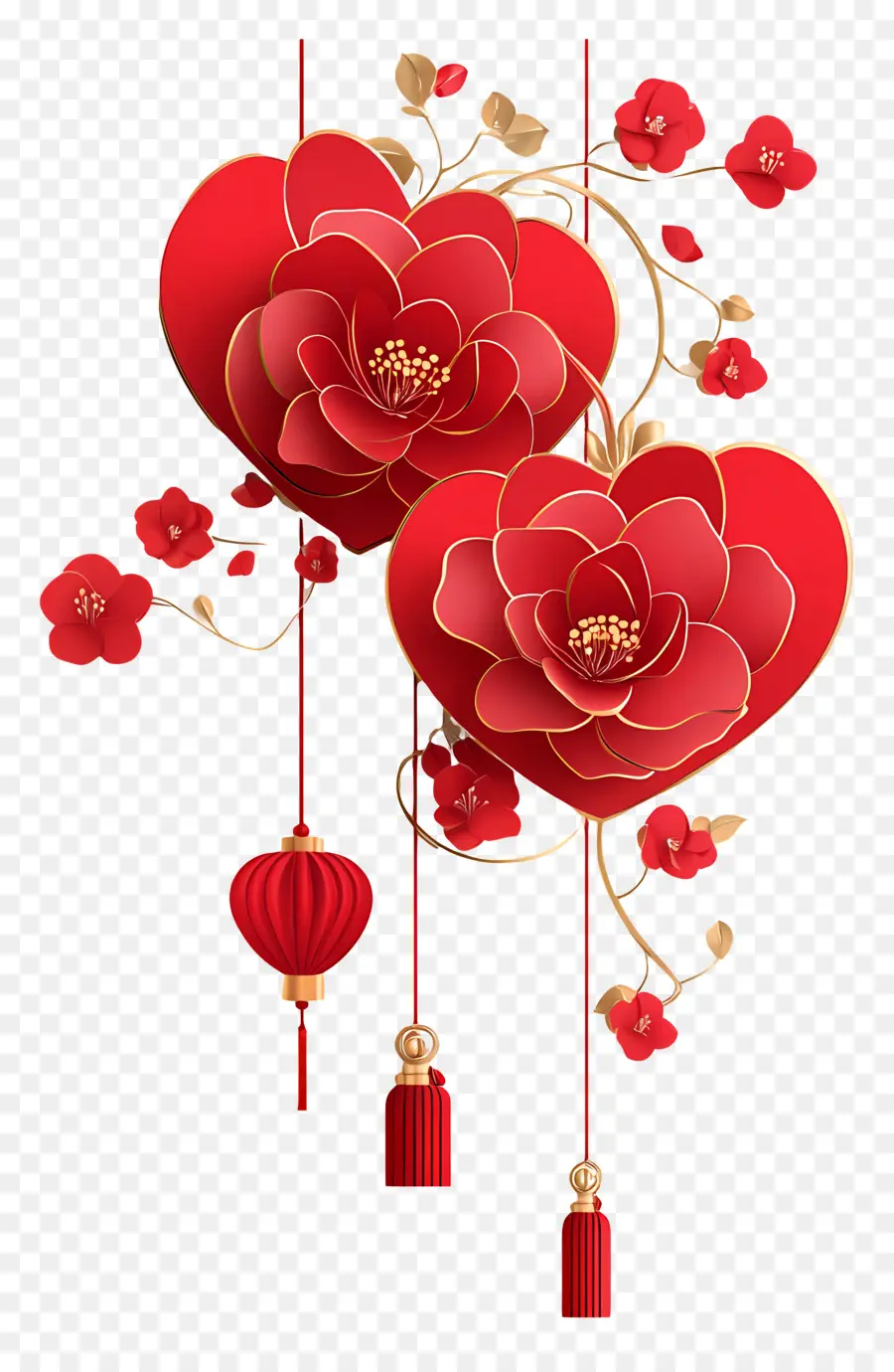 Día De San Valentín Chino，Linterna China PNG