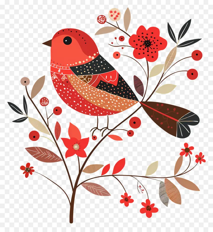 Pájaro Rojo，Rama PNG