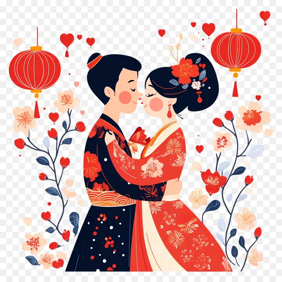 Día De San Valentín Chino，Ropa Tradicional China PNG