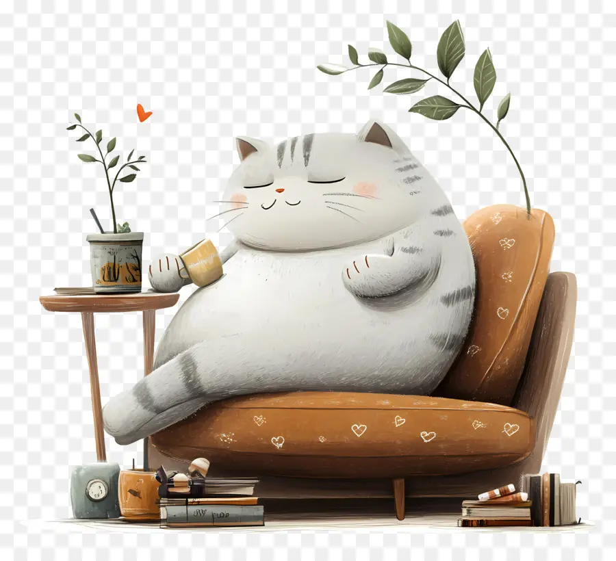 Día Perezoso，Gato Blanco PNG