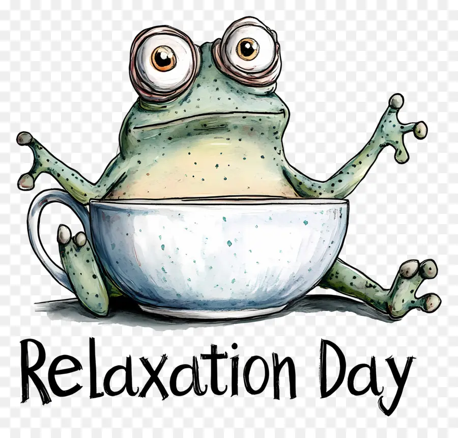 Día De Relajación，Cartoon Frog PNG