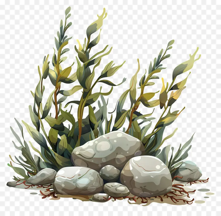 Algas Con Rocas，Algas Verdes PNG