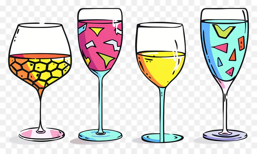 Copa De Vino，Gafas Multicolores PNG