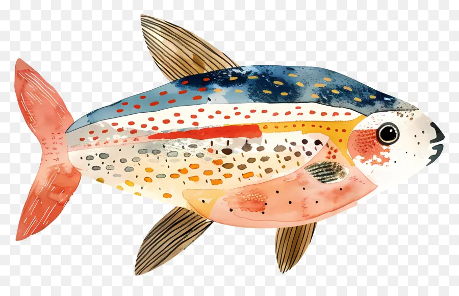 Los Peces，Pintura A La Acuarela PNG