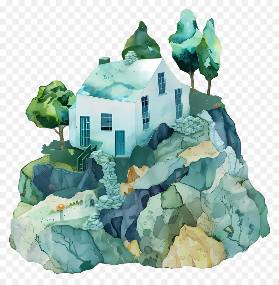 Granja，Pintura A La Acuarela PNG