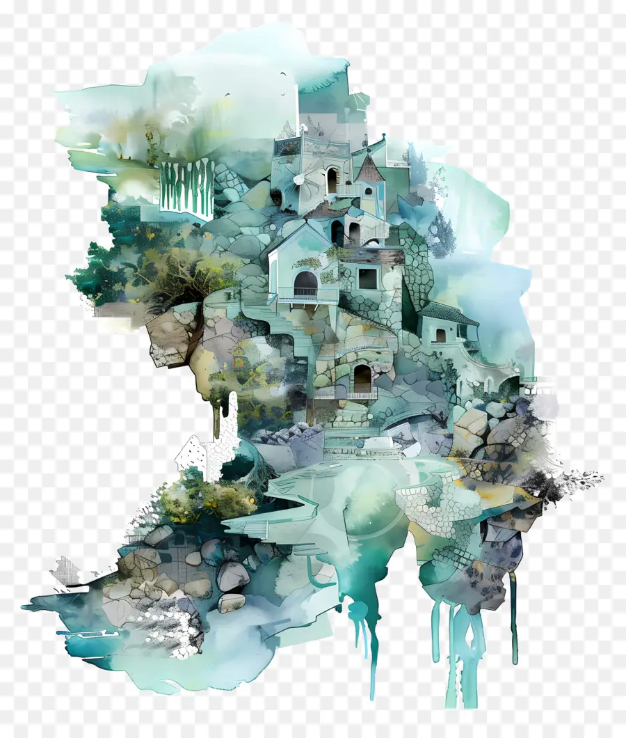 Pueblo，La Pintura De Paisaje PNG