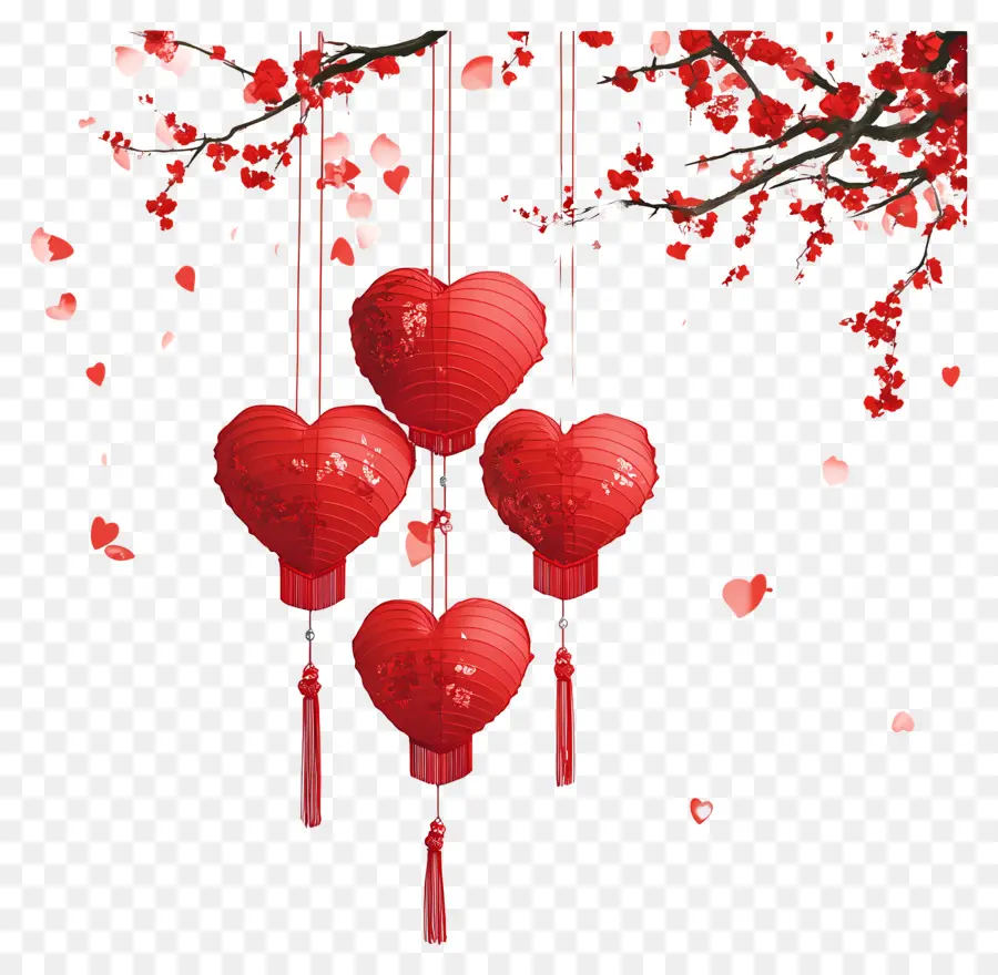 Día De San Valentín Chino，Linterna China PNG