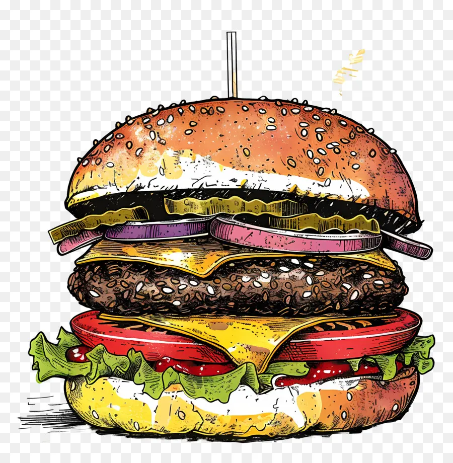 Hamburguesa，Hamburguesa De Bosquejo PNG