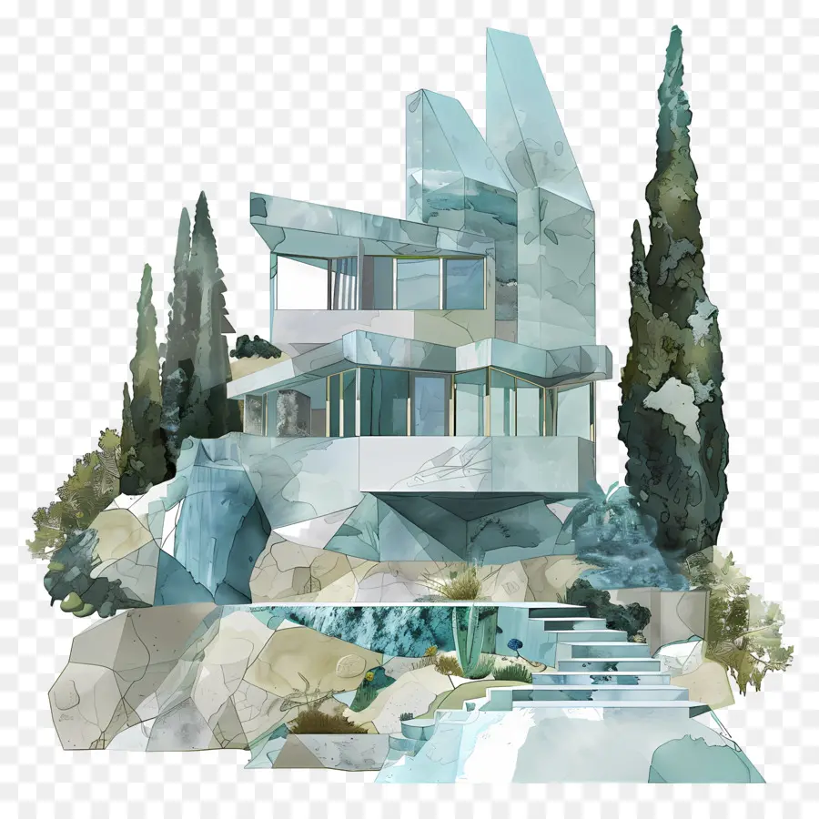 Modern House，Arquitectura Futurista PNG