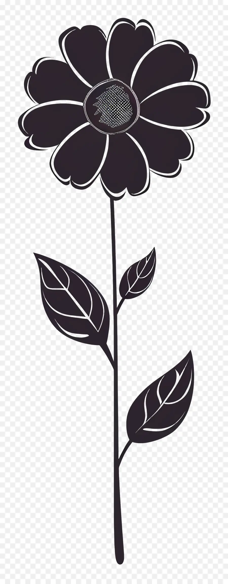 Flor Con Tallo，Flor Negro PNG