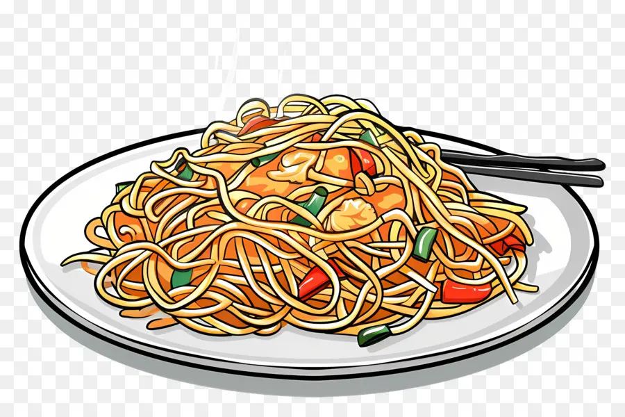 Chow Mein，Los Fideos Fritos PNG