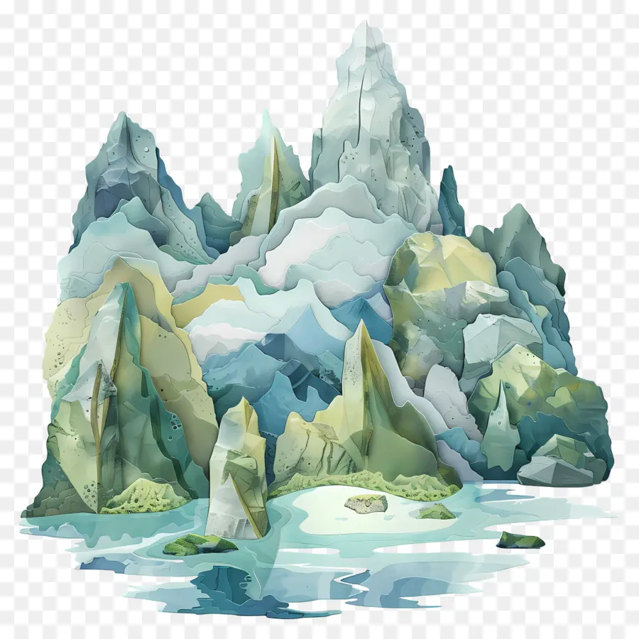 Paisaje，Montañas Nevadas PNG