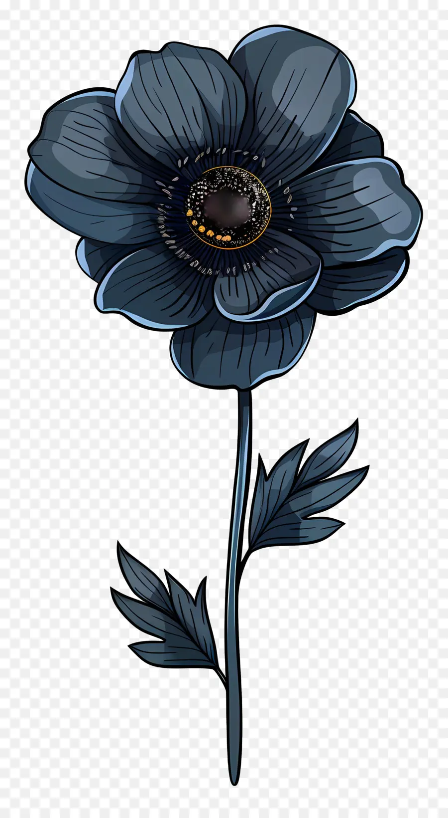 Flor Con Tallo，Flor Negro PNG