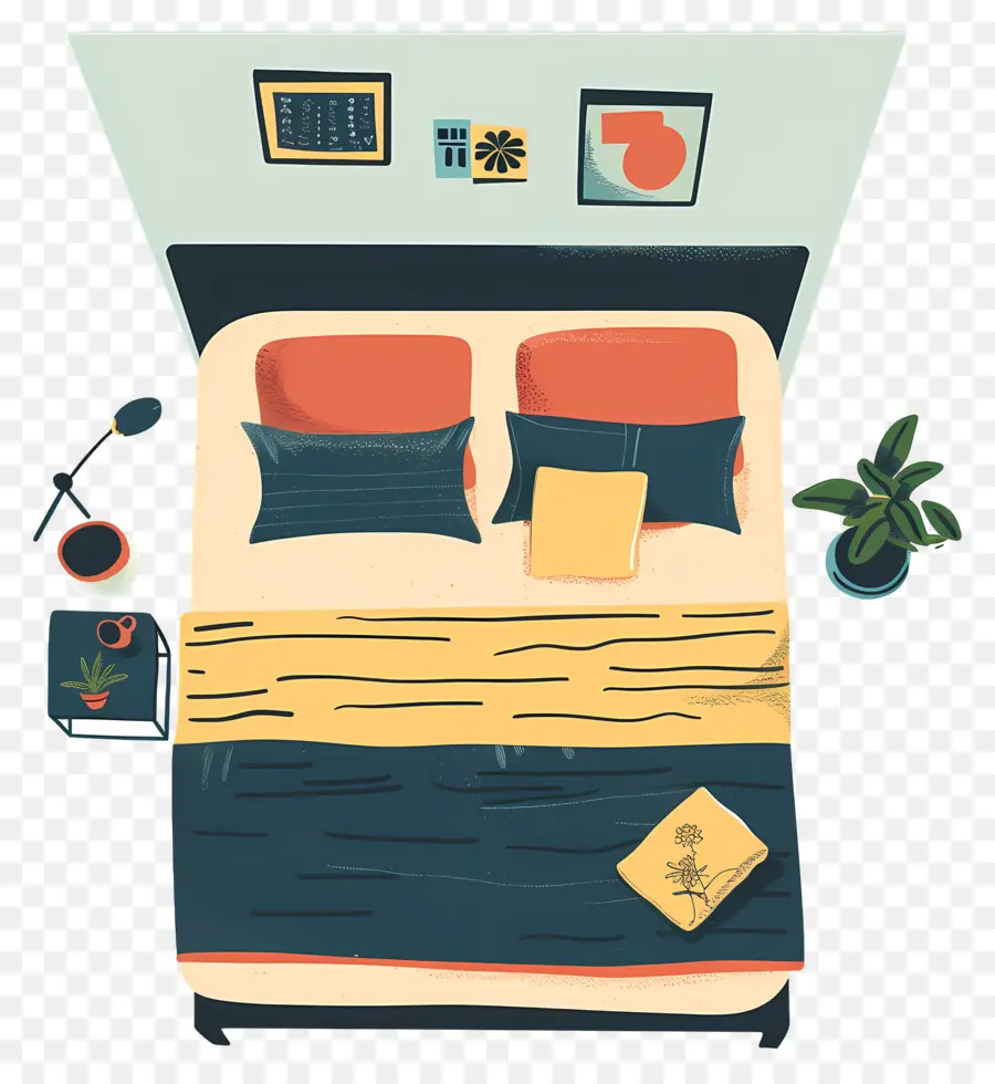 La Cama De La Vista Superior，Decoración Del Dormitorio PNG