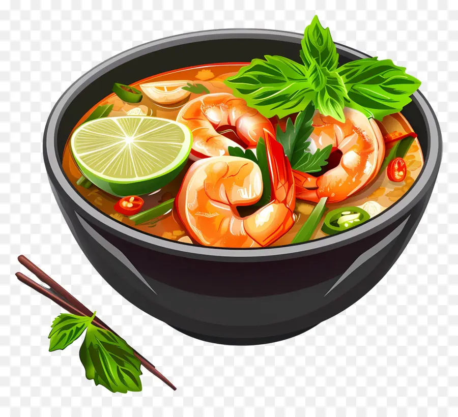 Comida Tailandesa，Sopa De Camarones PNG