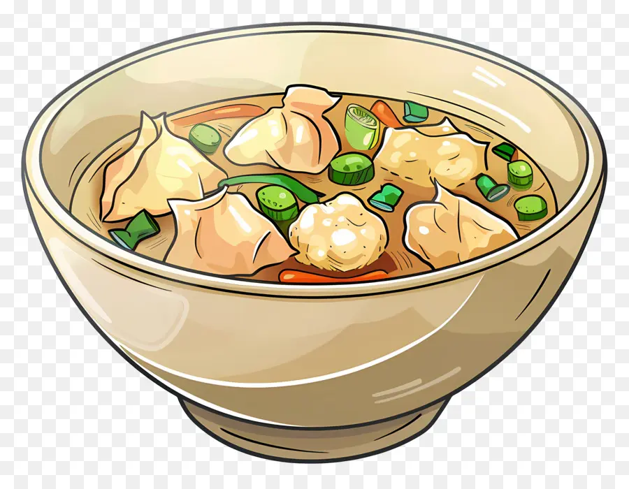 Sopa De Wonton，Sopa Caliente Y Amarga PNG