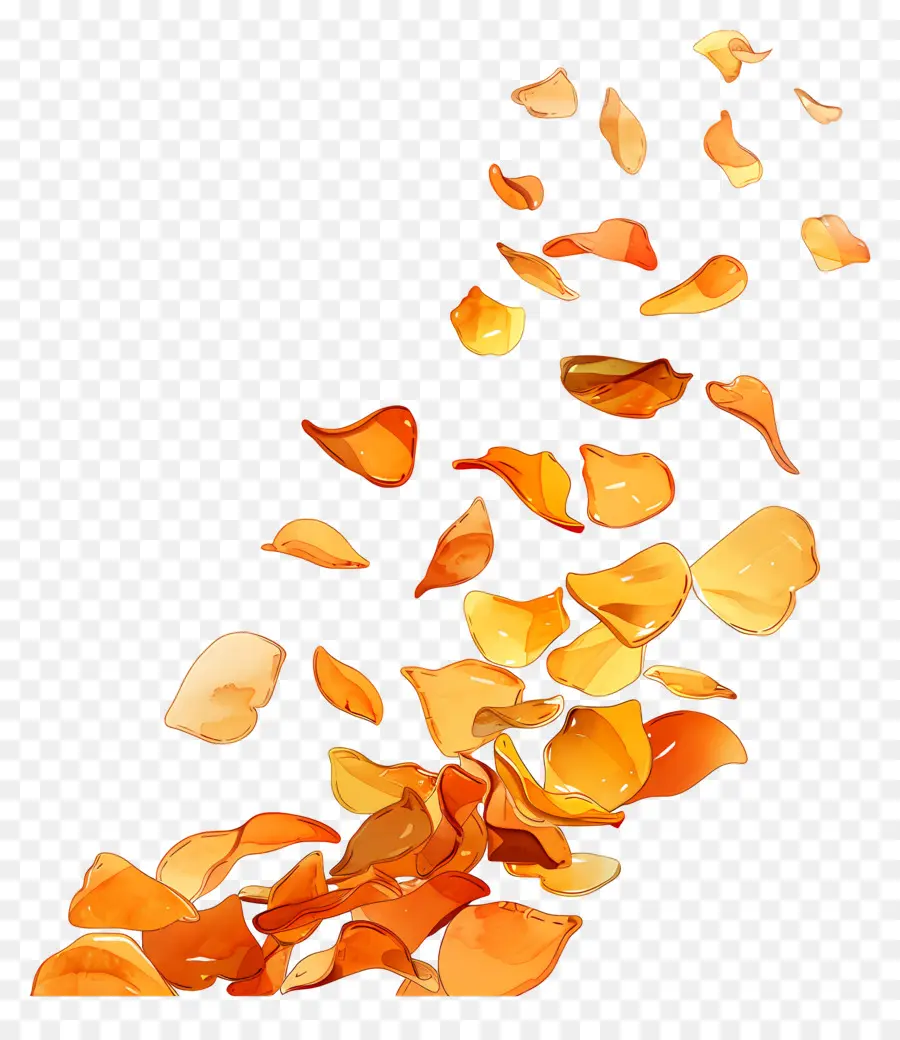 Volando Chips，Pétalos De Rosa Naranja PNG