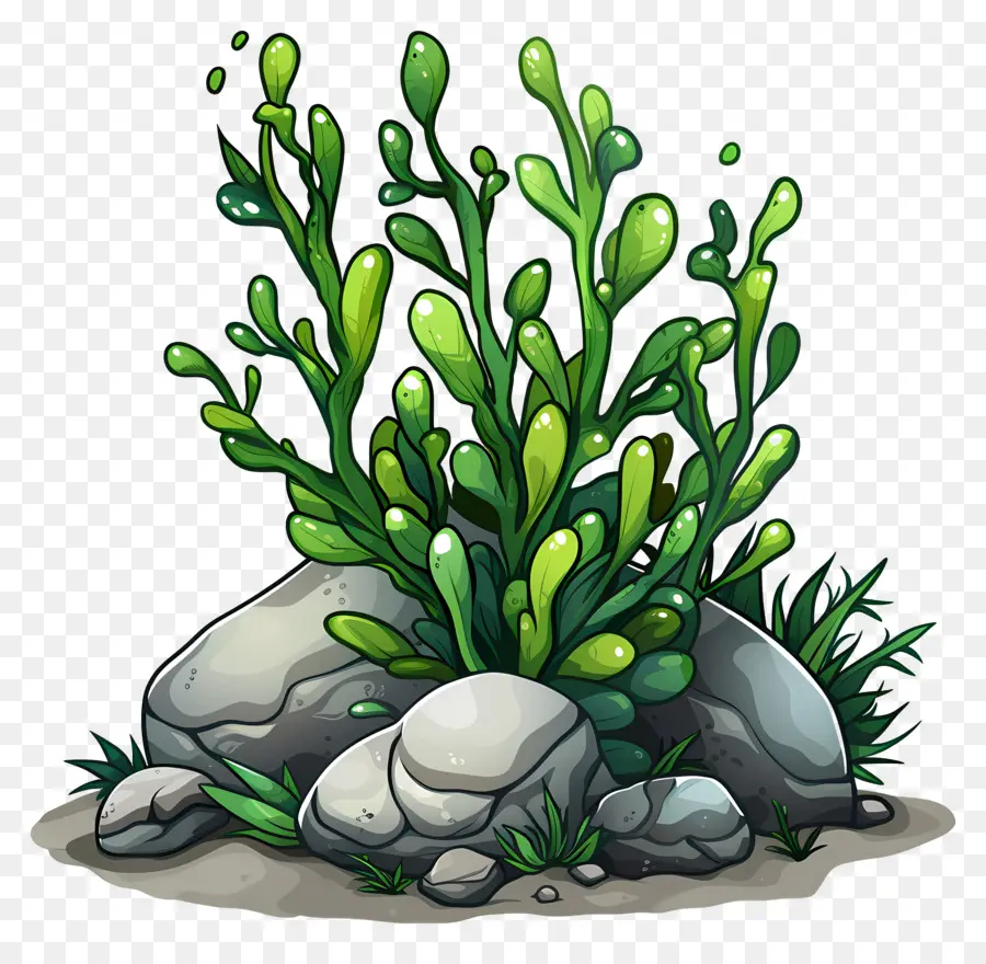 Algas Con Rocas，Planta PNG