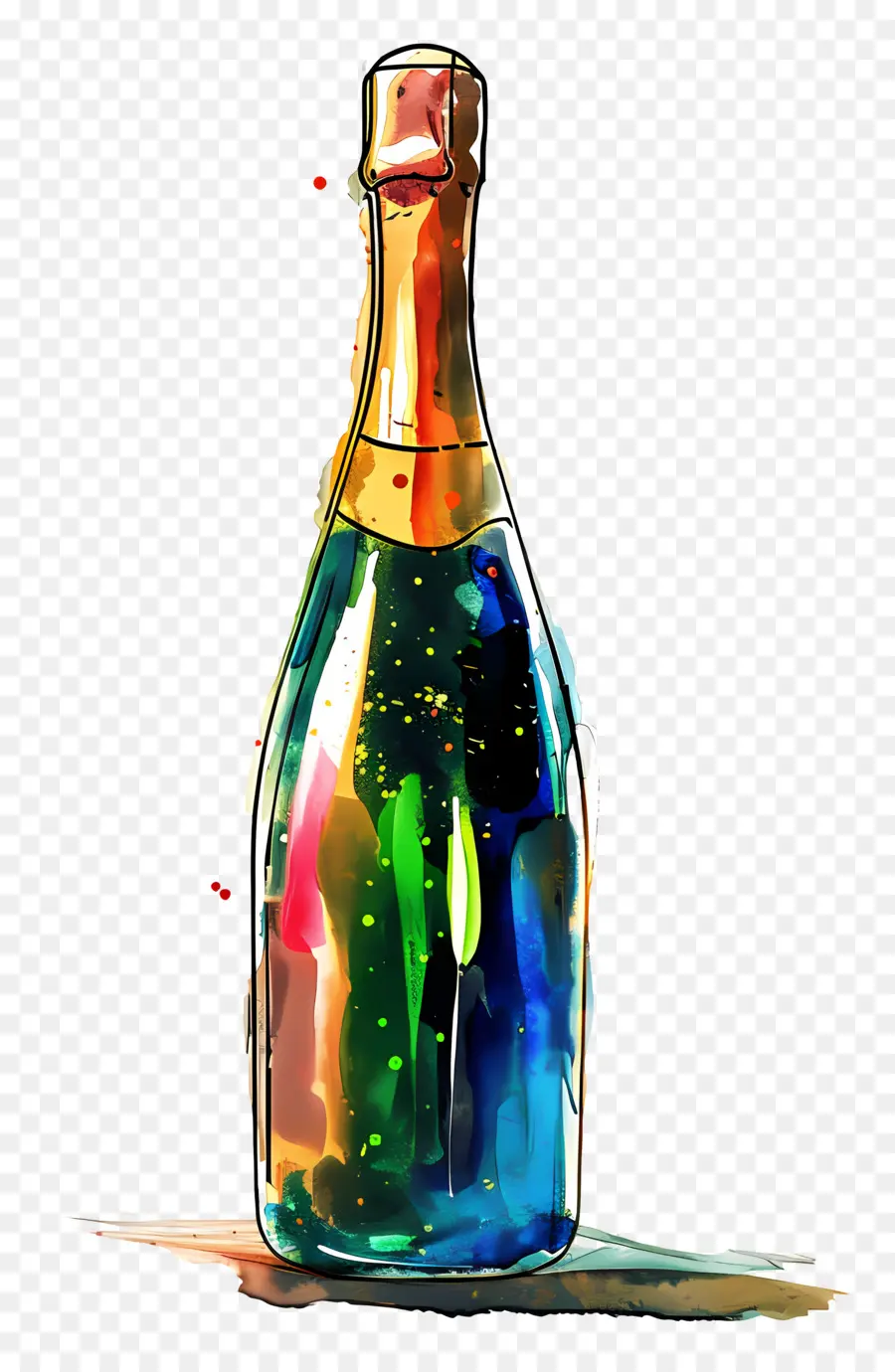 Botella De Champán，Botella De Champán Colorida PNG