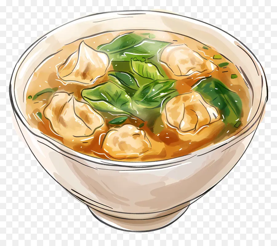 Sopa De Wonton，Albóndigas De Pollo PNG